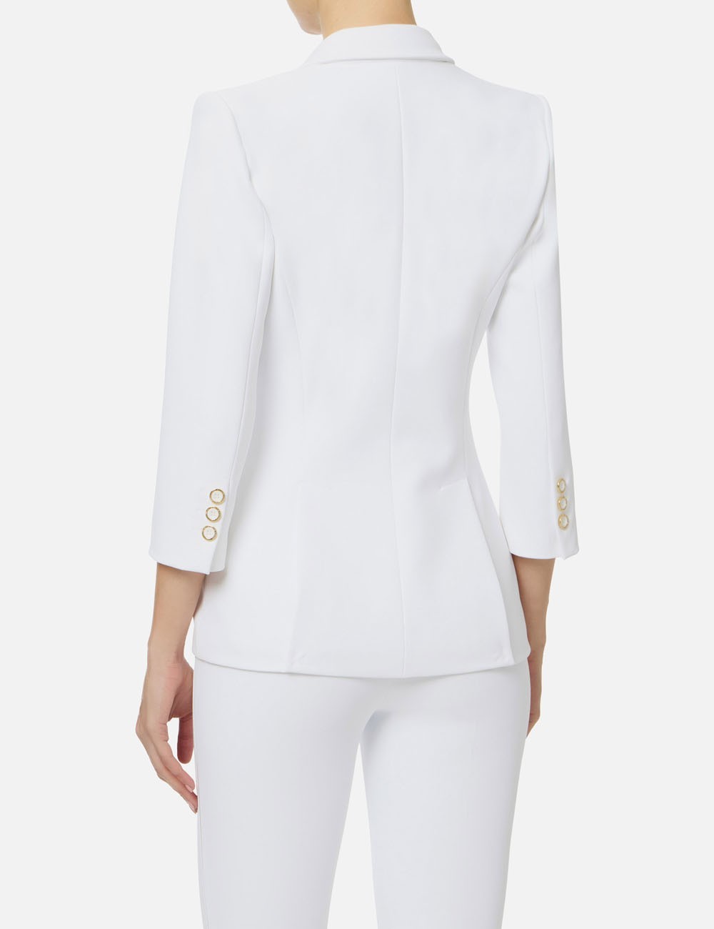 Jacket in double layer stretch crêpe fabric with logo details ivory