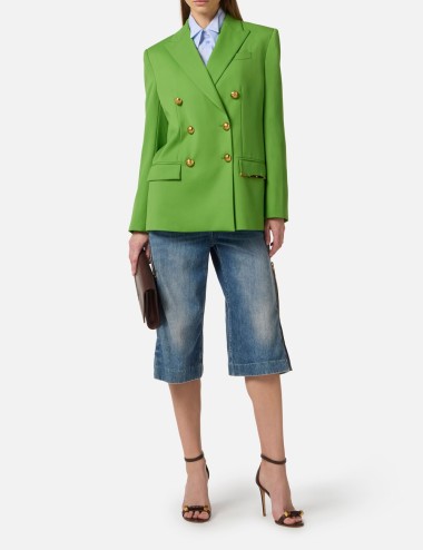 Giacca in fresco lana con placca gioiello aloe