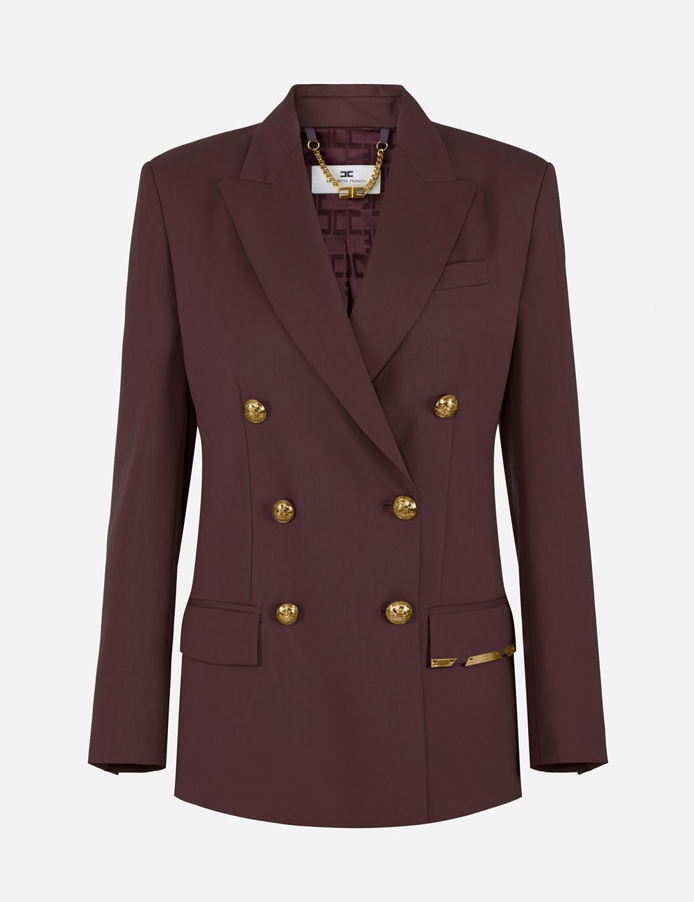 Cool wool jacket with jewel plaque cocoa