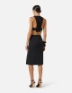 Skirt in double layer stretch crêpe fabric with logo details black