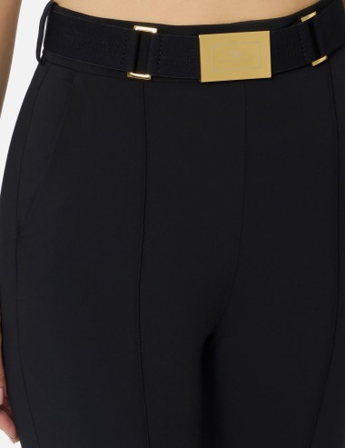 Pantaloni in tessuto tecnico bielastico con cintura nero
