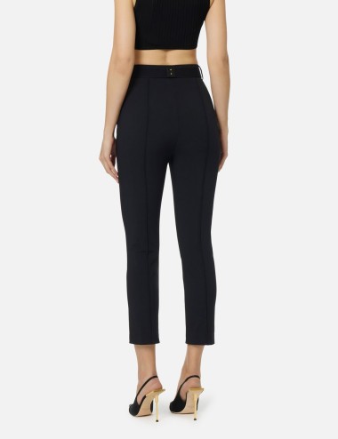 Pantaloni in tessuto tecnico bielastico con cintura nero