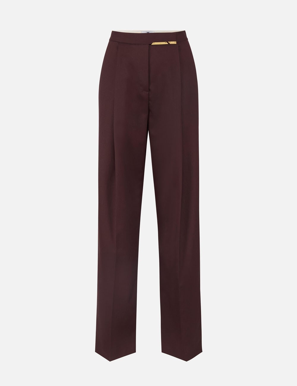 Cool wool trousers with jewel plaque cocoa