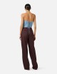 Pantaloni in fresco lana con placca gioiello cacao