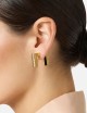 Earrings with rhinestones gold yellow