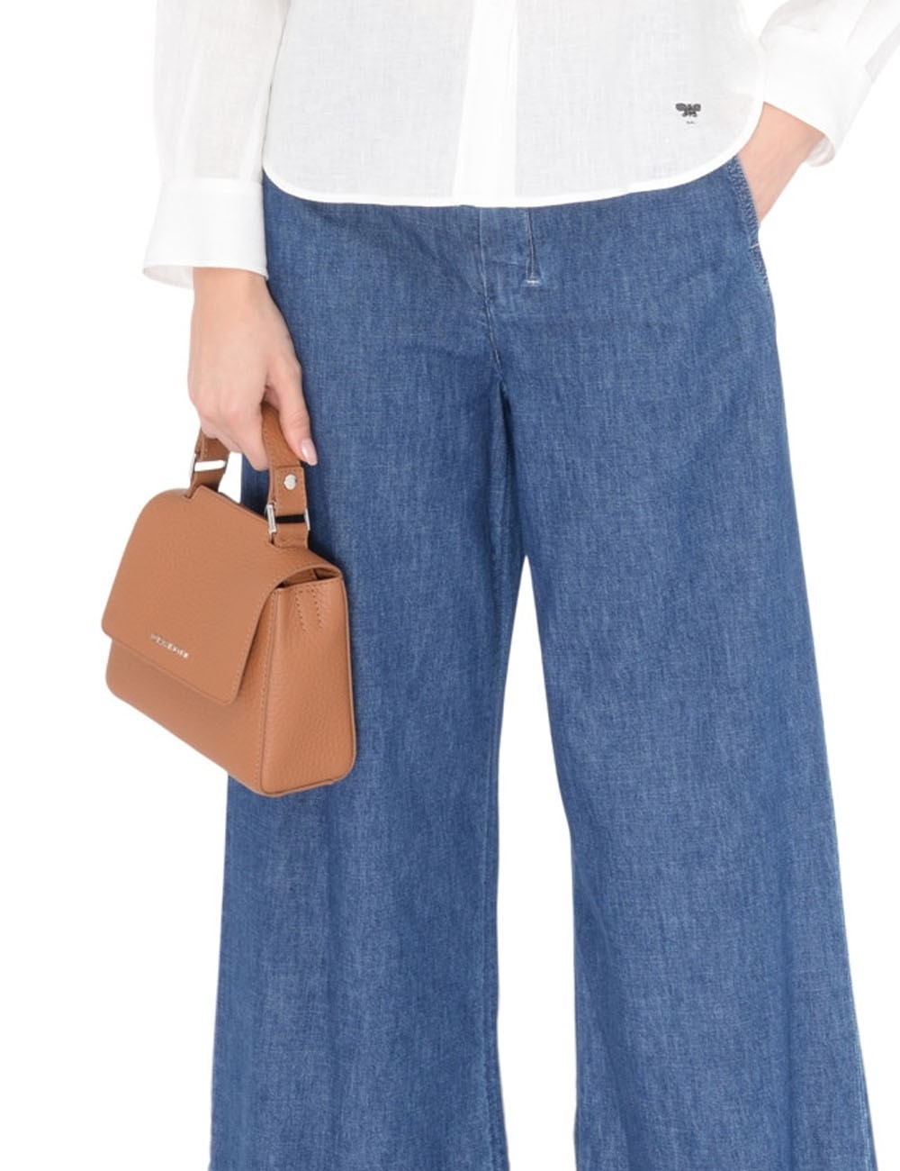 Borsa Sveva Soft Mini a mano in pelle con tracolla cuoio