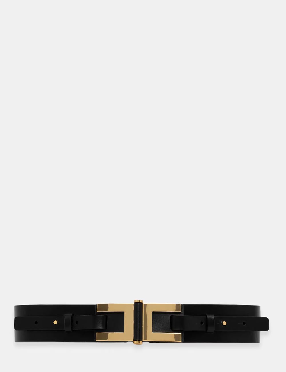 Cintura in pelle con dettaglio logo nera