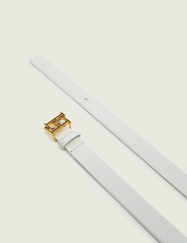 Cintura in pelle con fibbia avorio