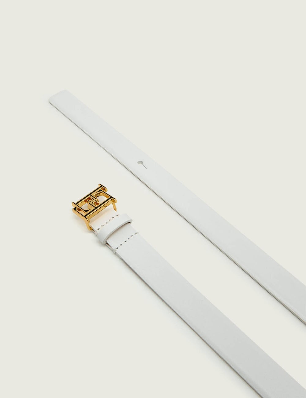 Leather belt with buckle avorio