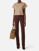 Pantaloni in tessuto tecnico bielastico con cintura cacao