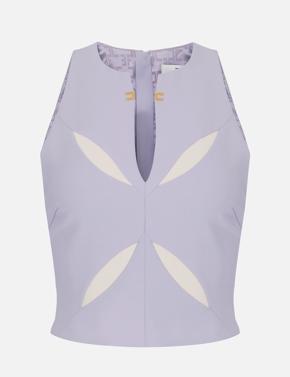 Top in crêpe leggero con cut-out bicolore LILLÀ/BURRO