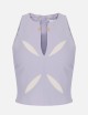 Top in lightweight crêpe fabric with two-colour cut-outs Lillà/Burro