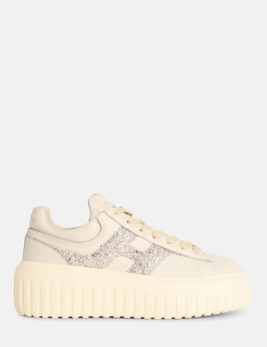 SNEAKER H-STRIPES IN PELLE BIANCA