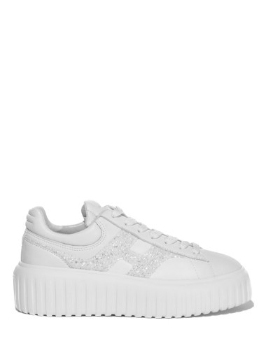 Sneakers H-Stripes in pelle con glitter bianca