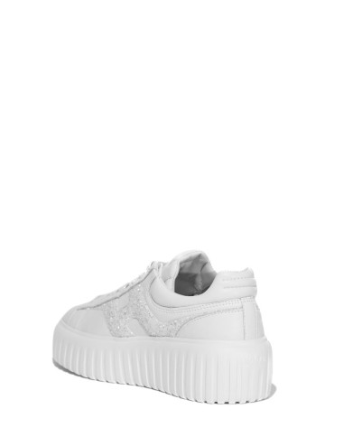 Sneakers H-Stripes in pelle con glitter bianca