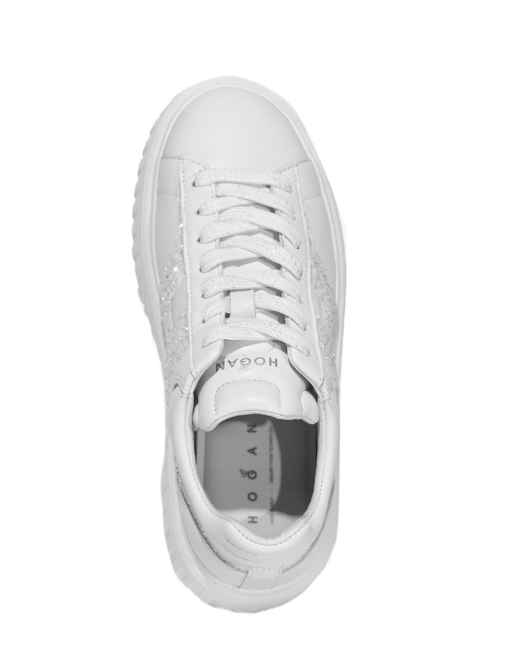 Sneakers H-Stripes in pelle con glitter bianca