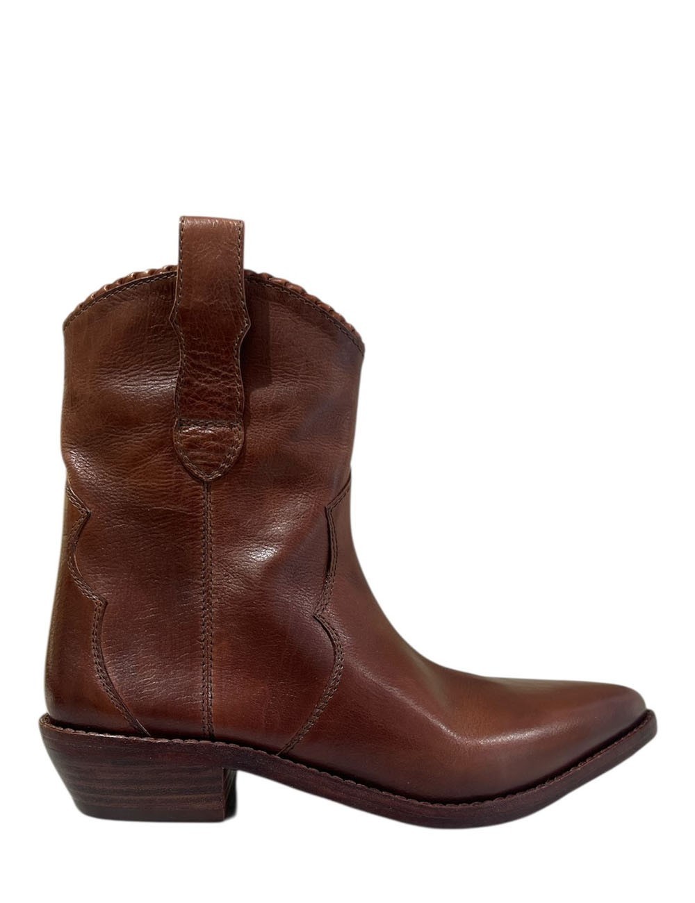 Stivale Texano MAIA tamponato wash marsala