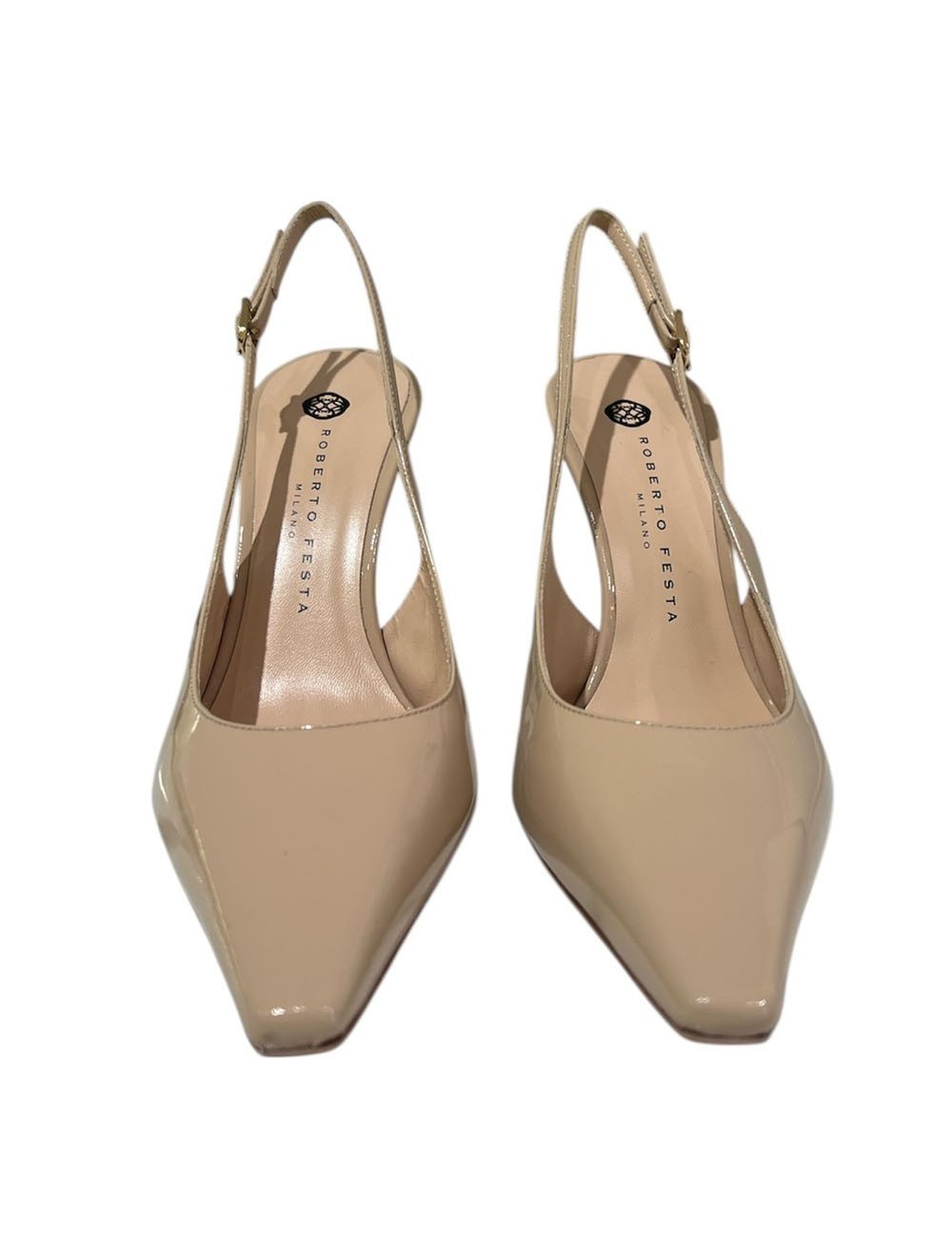 Slingback VILERT Lack in vernice nude