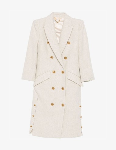 Cappotto doppio petto in lana milk