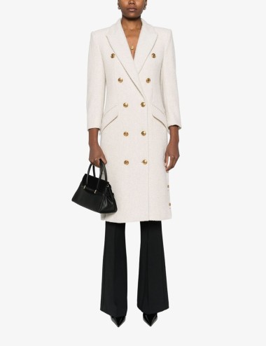 Cappotto doppio petto in lana milk