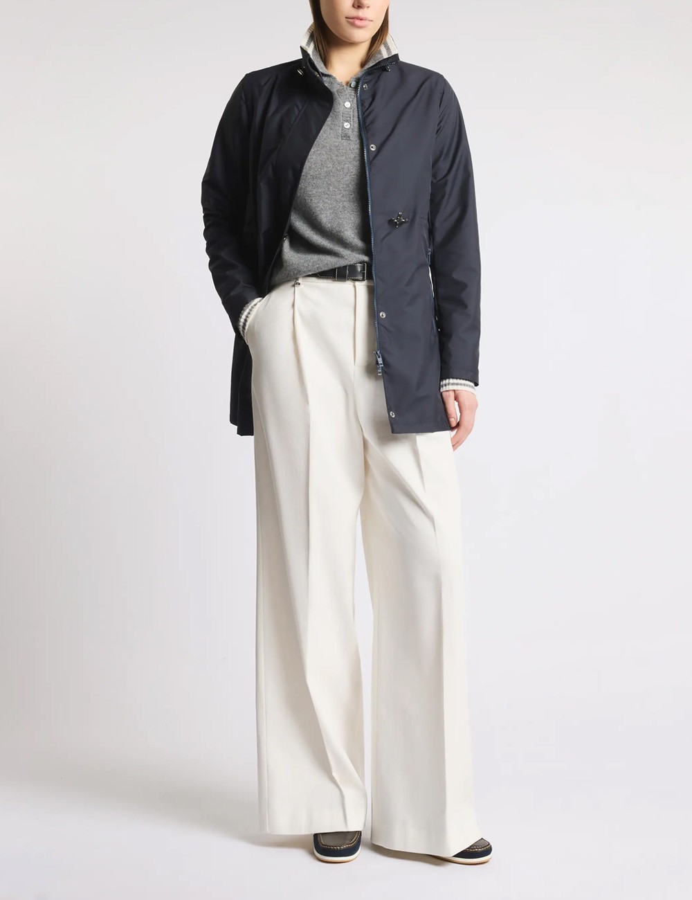 Virginia Coat in Popeline Tecnico blu