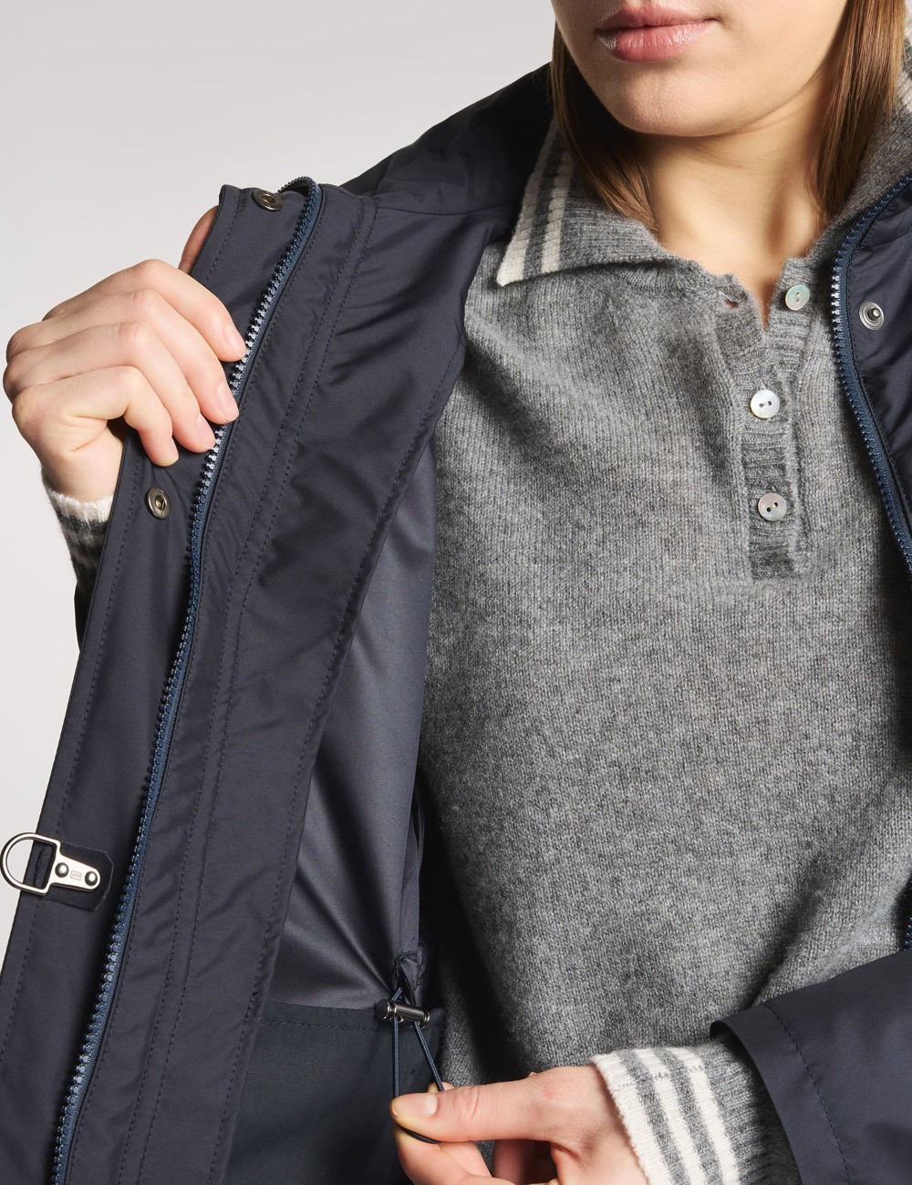 Virginia Coat in Popeline Tecnico blu