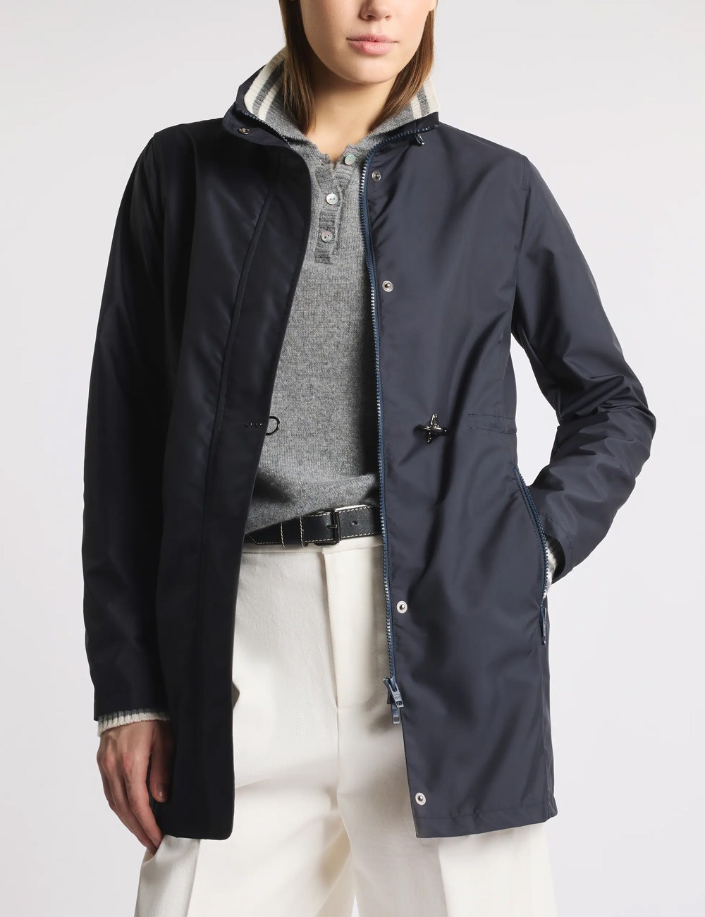 Virginia Coat in Technical Poplin blue