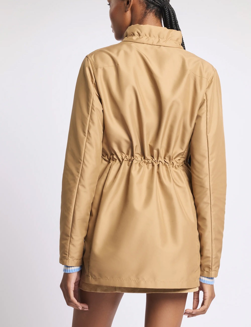 Virginia Coat in Popeline Tecnico sabbia