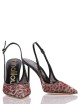 HELEN High heel point toe sling back pump in patent leather with spotted mesh