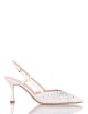 AMY 70 High heel slingback point toe pump in nappa leather with rhinestones ivory