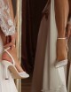 AMY 90 High heel ankle strap in nappa ivory
