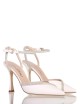 AMY 90 High heel point toe ankle strap in nappa leather with strass ivory