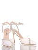 AMY 90 High heel point toe ankle strap in nappa leather with strass ivory