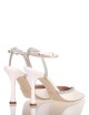 AMY 90 High heel point toe ankle strap in nappa leather with strass ivory