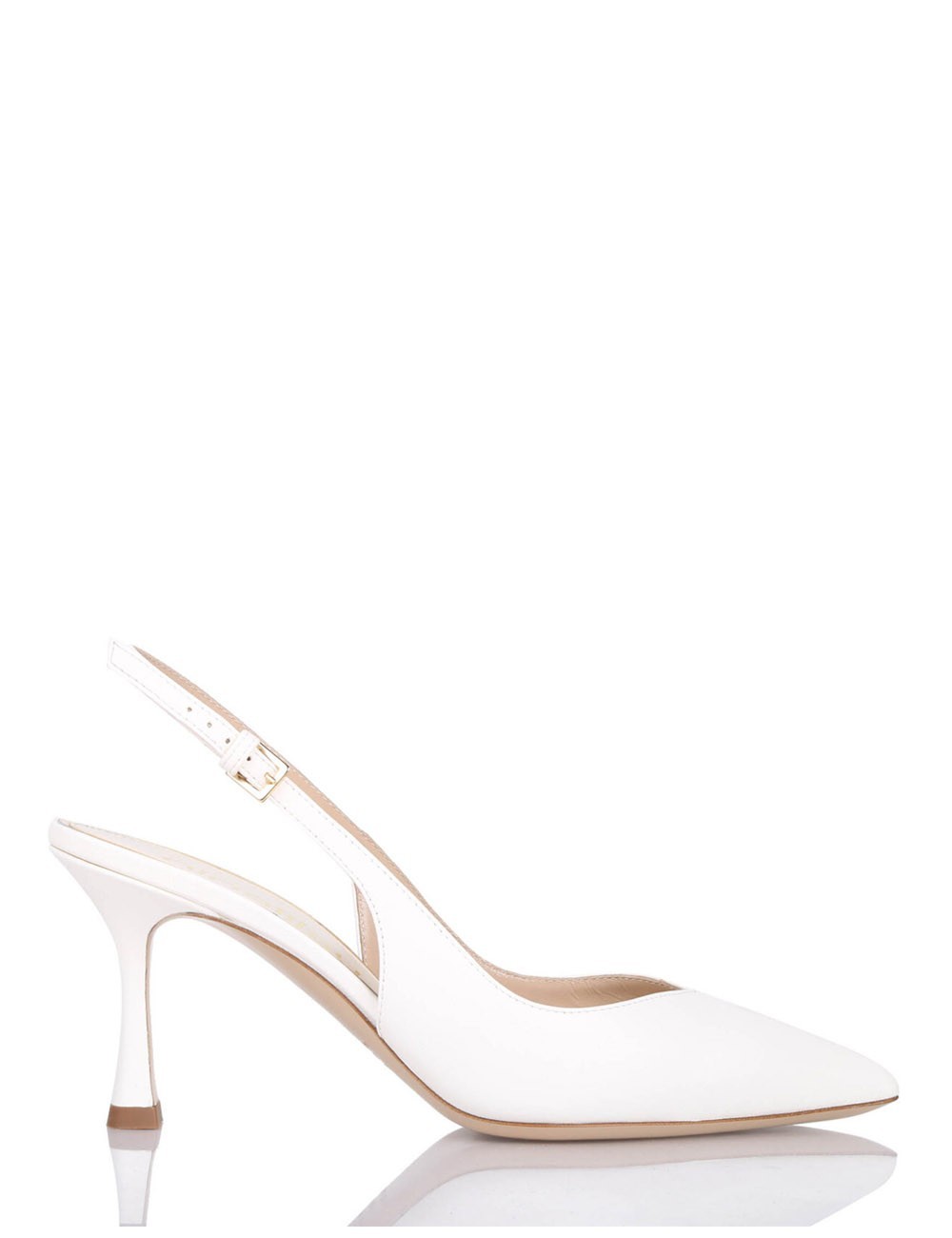 MYA 70 High heel point toe sling back pump in nappa leather ivory