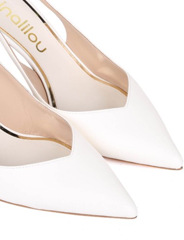 MYA 70 High heel point toe sling back pump in nappa leather ivory