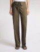 Pantaloni Regular Fit in Popeline Stretch verde