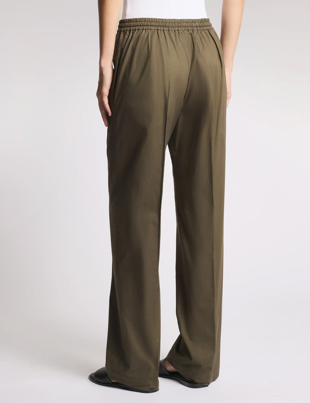 Regular Fit Trousers in Stretch Poplin verde