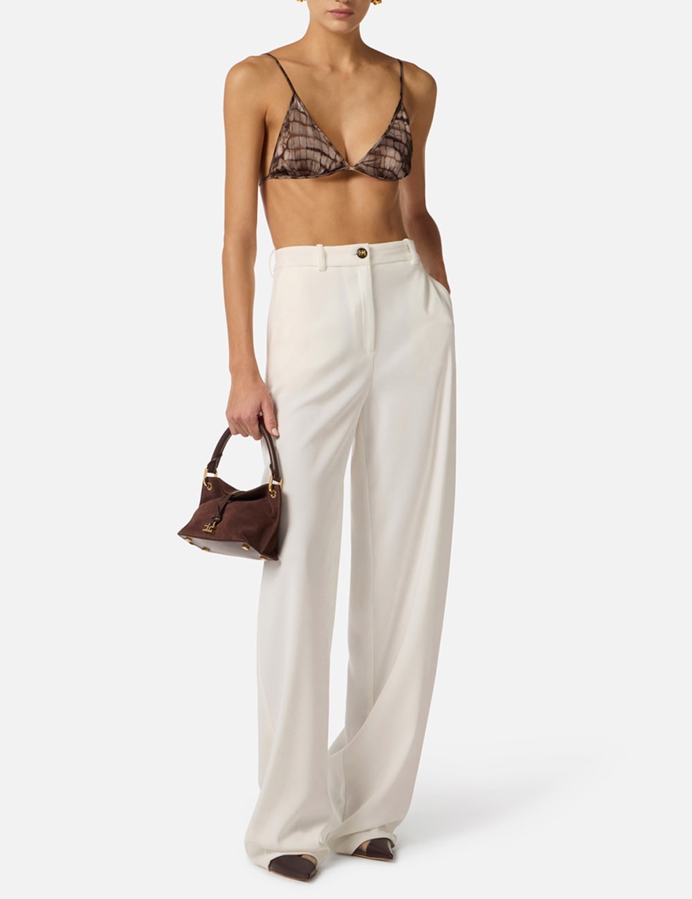 Pantaloni in crêpe leggero avorio