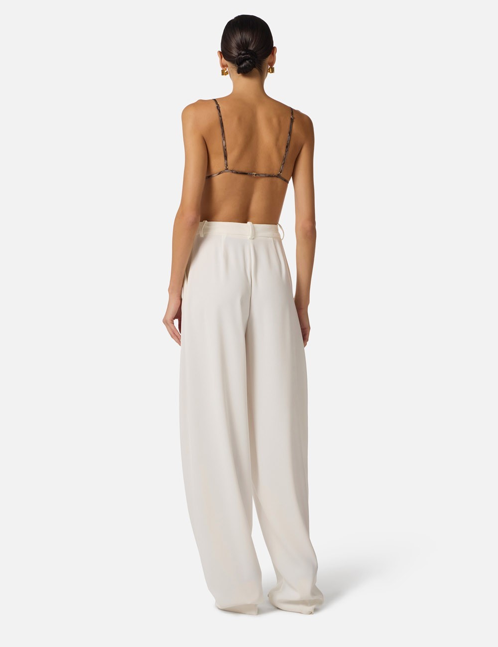 Pantaloni in crêpe leggero avorio