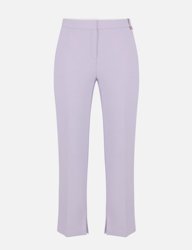 Trousers in lightweight crêpe fabric with logo charm lillà
