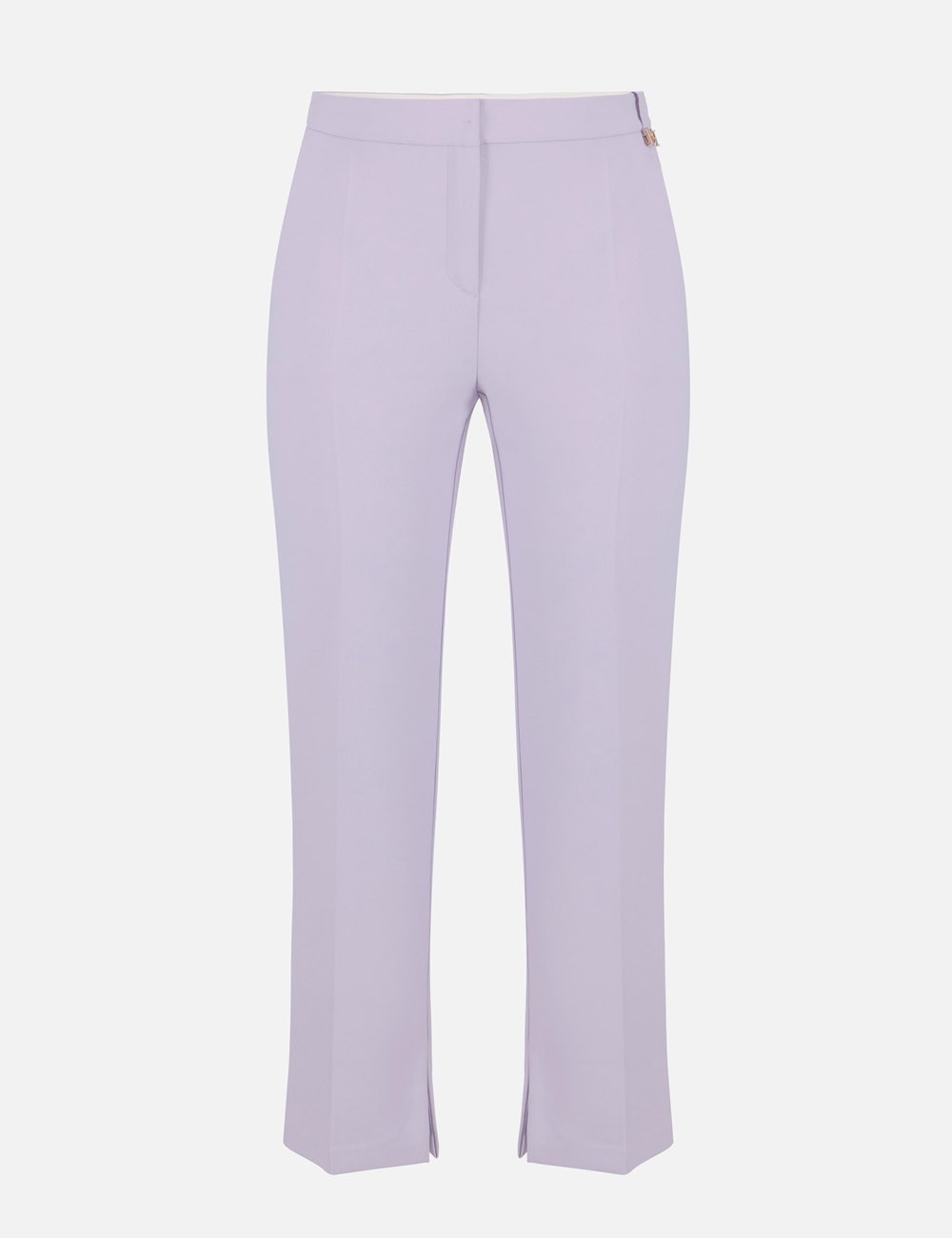 Trousers in lightweight crêpe fabric with logo charm lillà
