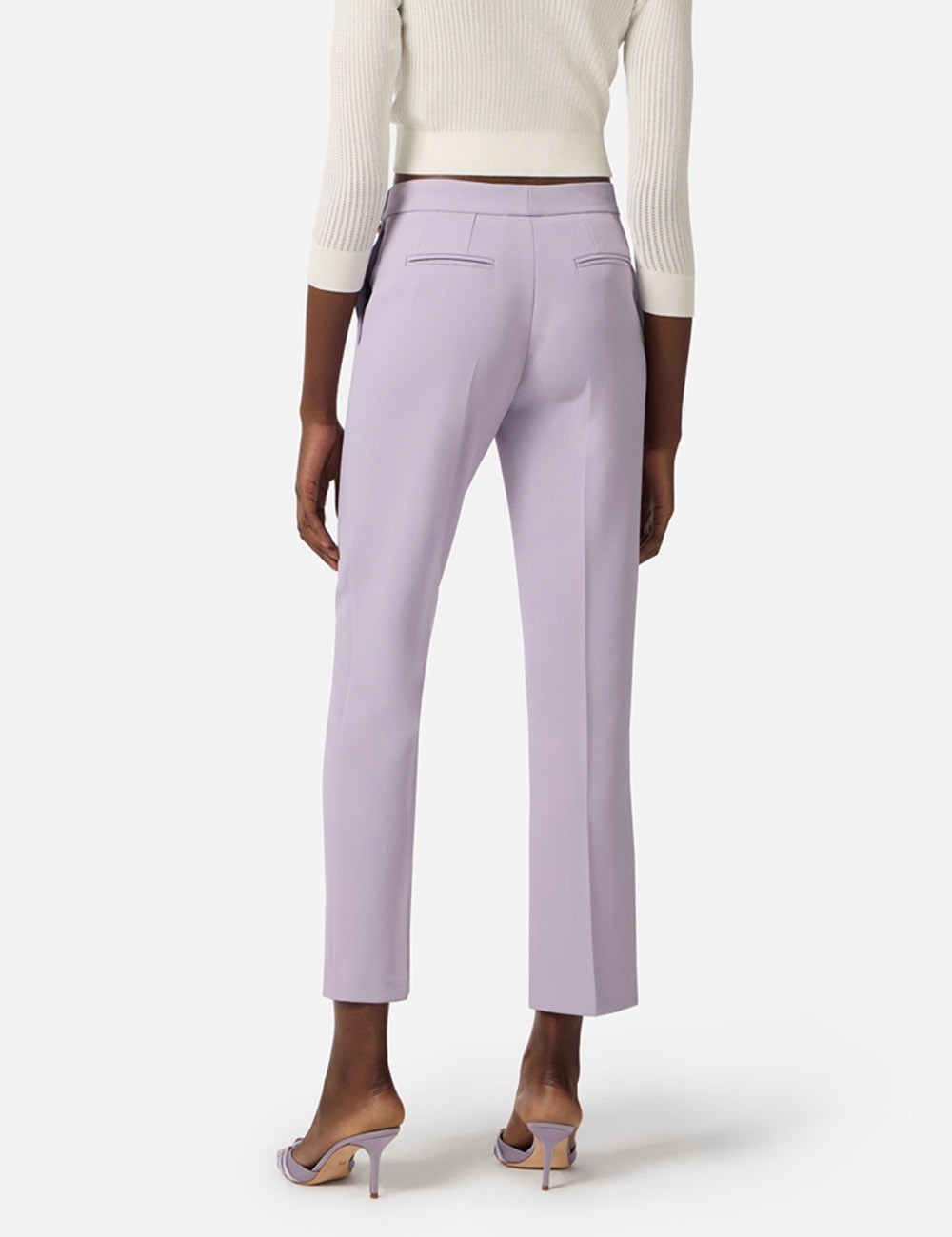 Trousers in lightweight crêpe fabric with logo charm lillà