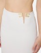 Skirt in double layer stretch crêpe fabric with logo details ivory