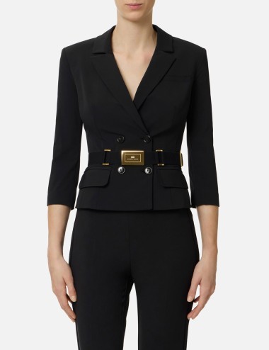 Technical bi-elastic fabric jacket black