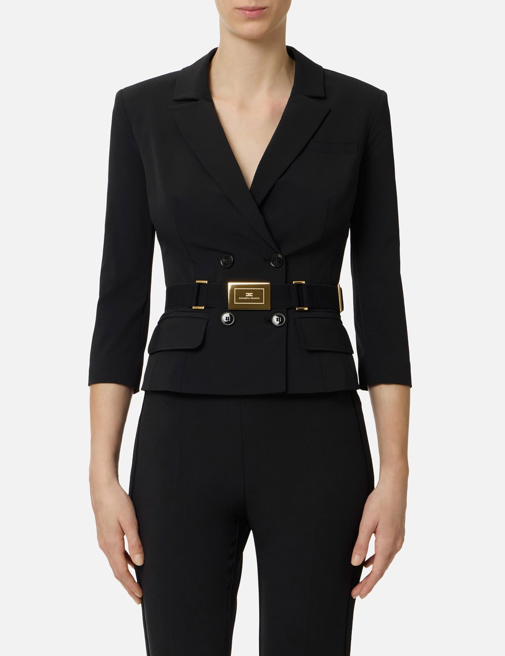 Technical bi-elastic fabric jacket black