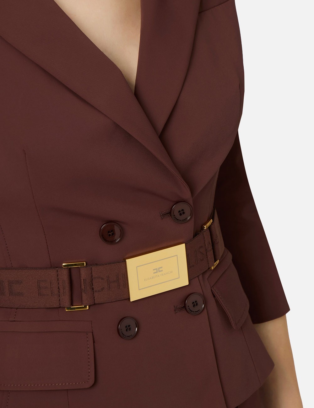 Technical bi-elastic fabric jacket cocoa