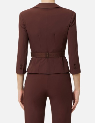 Technical bi-elastic fabric jacket cocoa