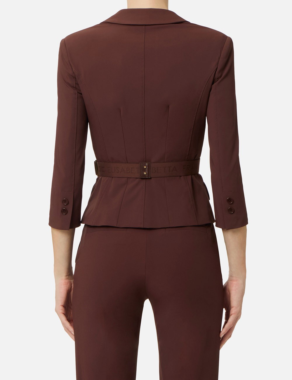 Technical bi-elastic fabric jacket cocoa