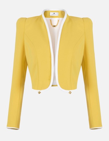 Jacket in lightweight crêpe fabric with 3D piping sun ivory
